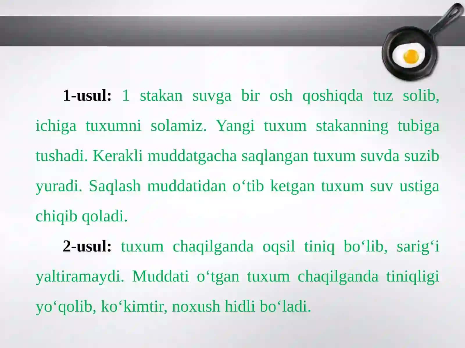 5-sinf Texnologiya Tuxum. Tuxumdan tayyorlanadigan taomlar 4