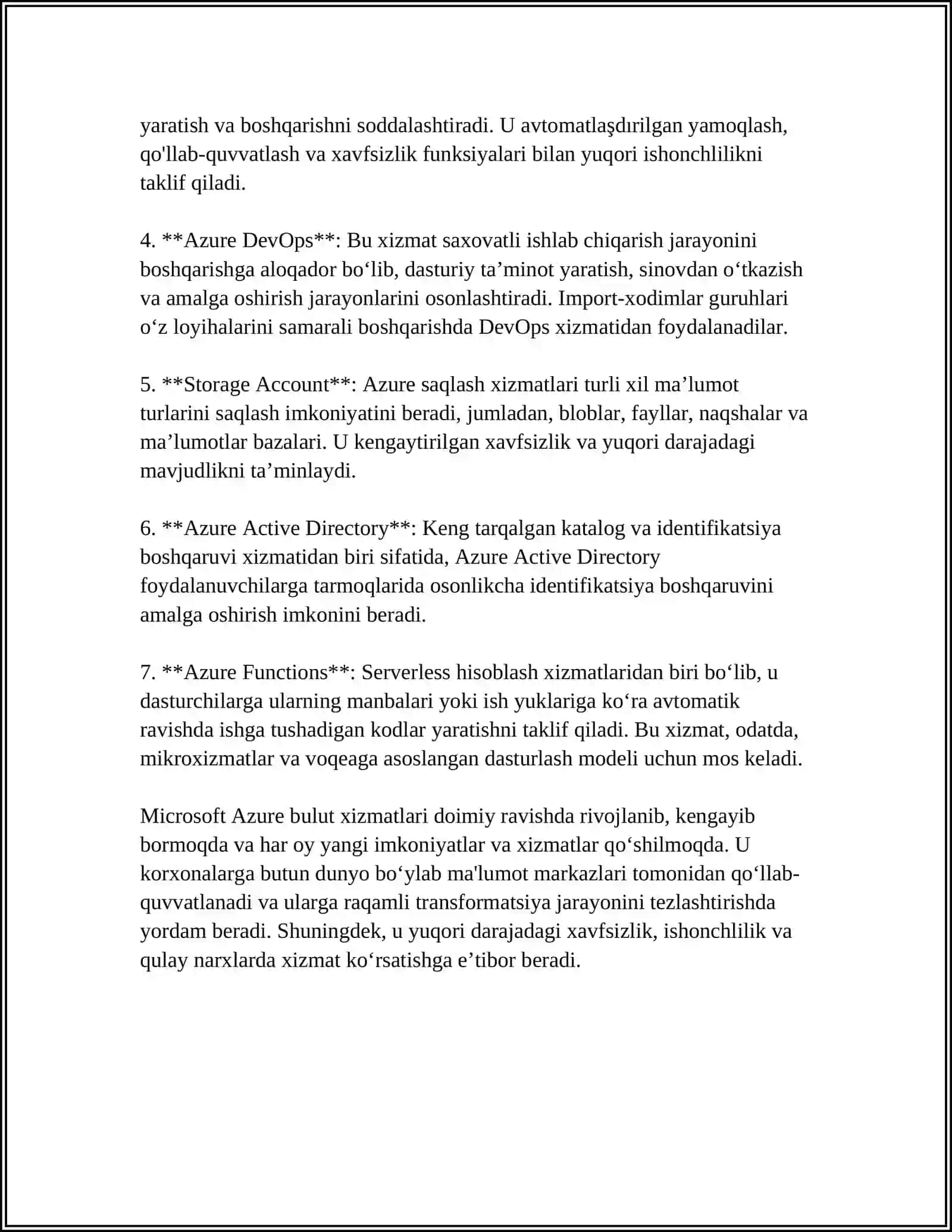 MICROSOFT CLOUD DASTURLARI VA ULARDAN FOYDALANISH 4