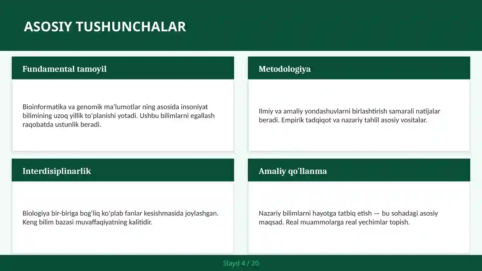 BIOINFORMATIKA VA GENOMIK MA'LUMOTLAR 4