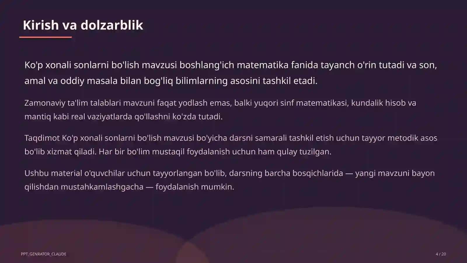 Ko'p xonali sonlarni bo'lish (4-sinf) 3