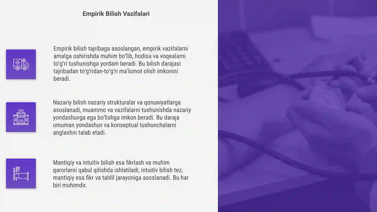 Hissiy, empirik, nazariy, mantiqiy va intuitiv bilish darajalari 4