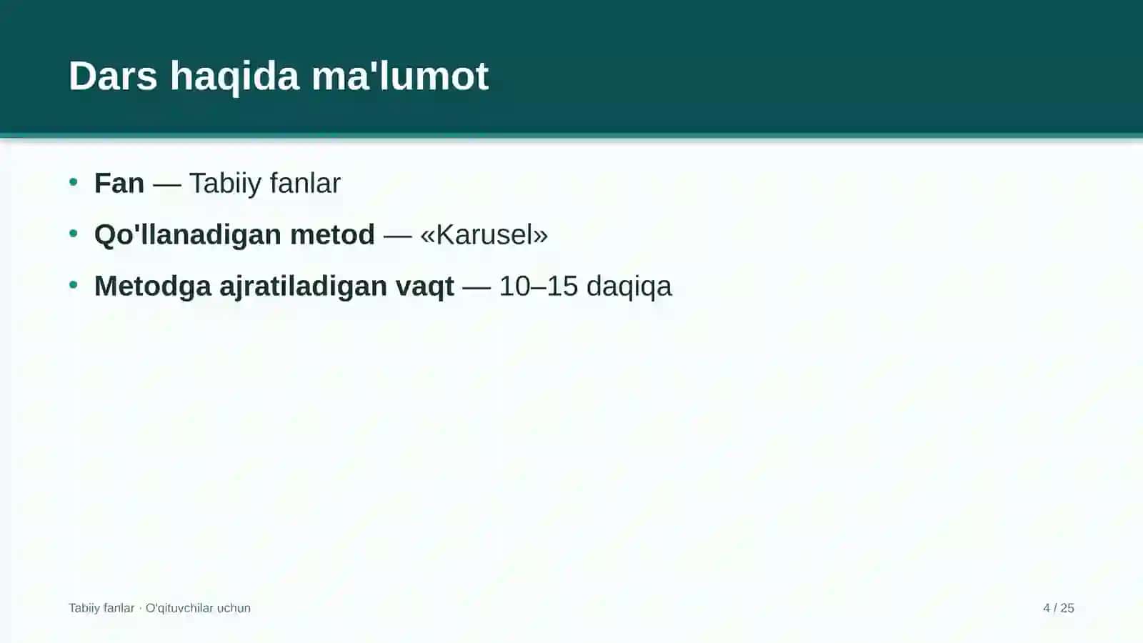 tabiiy fanlar darslarida karusel metodidan foydalanish 2456 4