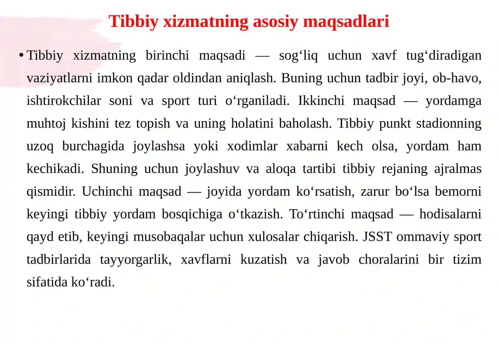Sport tadbirlarida tibbiy xizmatni tashkil etish 4