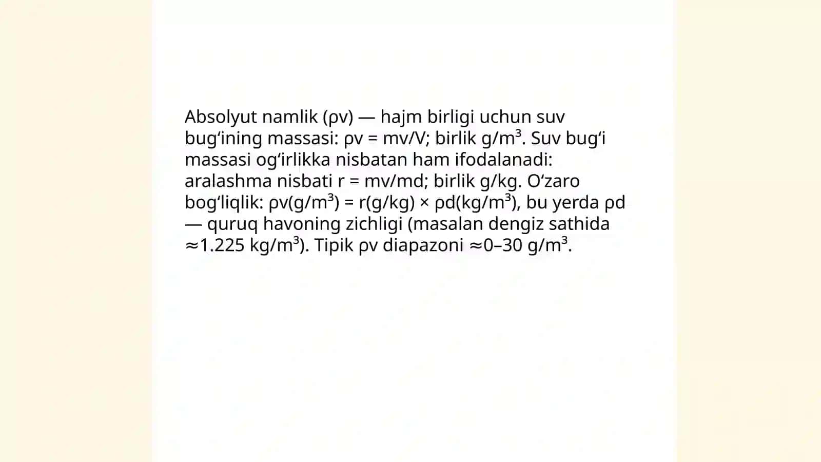 Havo namligi va uni o'lchash 4