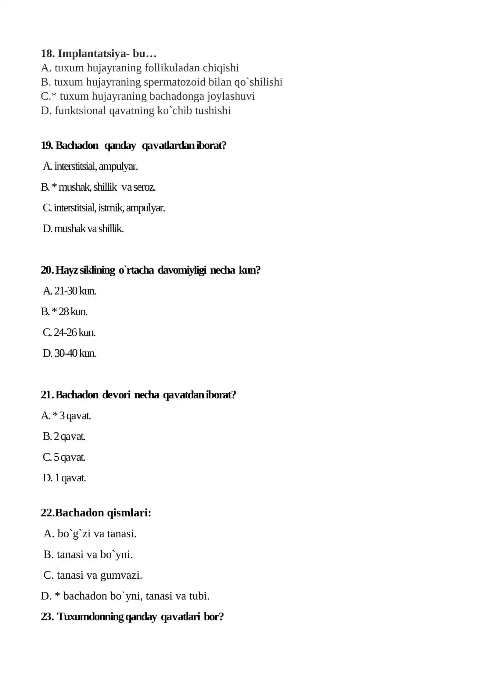 Akusherlikdan test 4