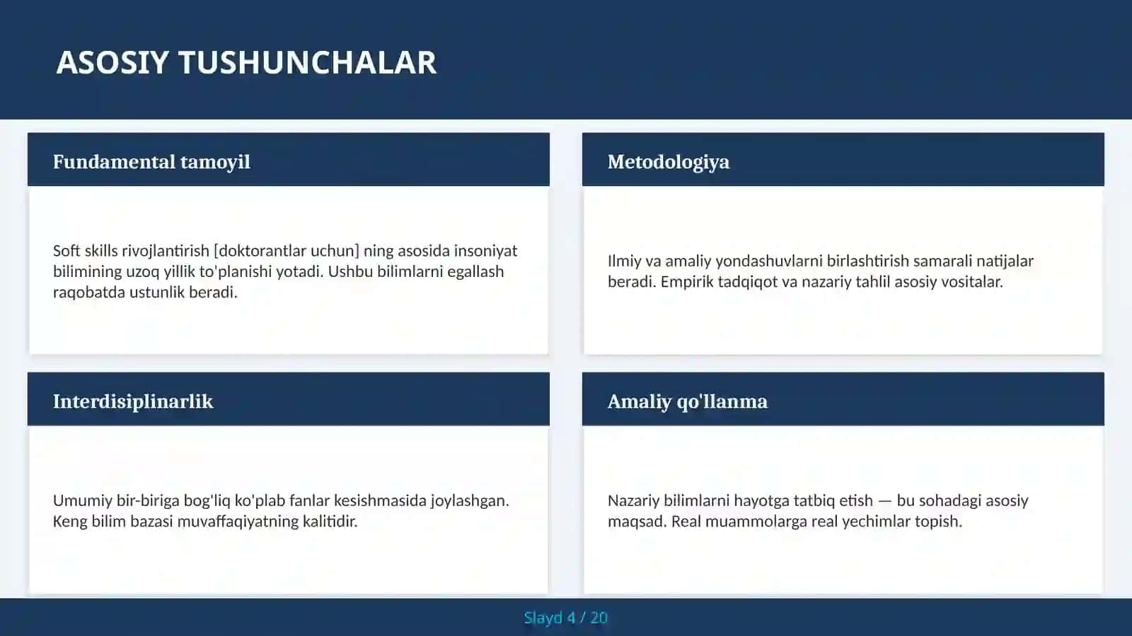 KIRISH: Soft skills rivojlantirish [doktorantlar uchun] 4