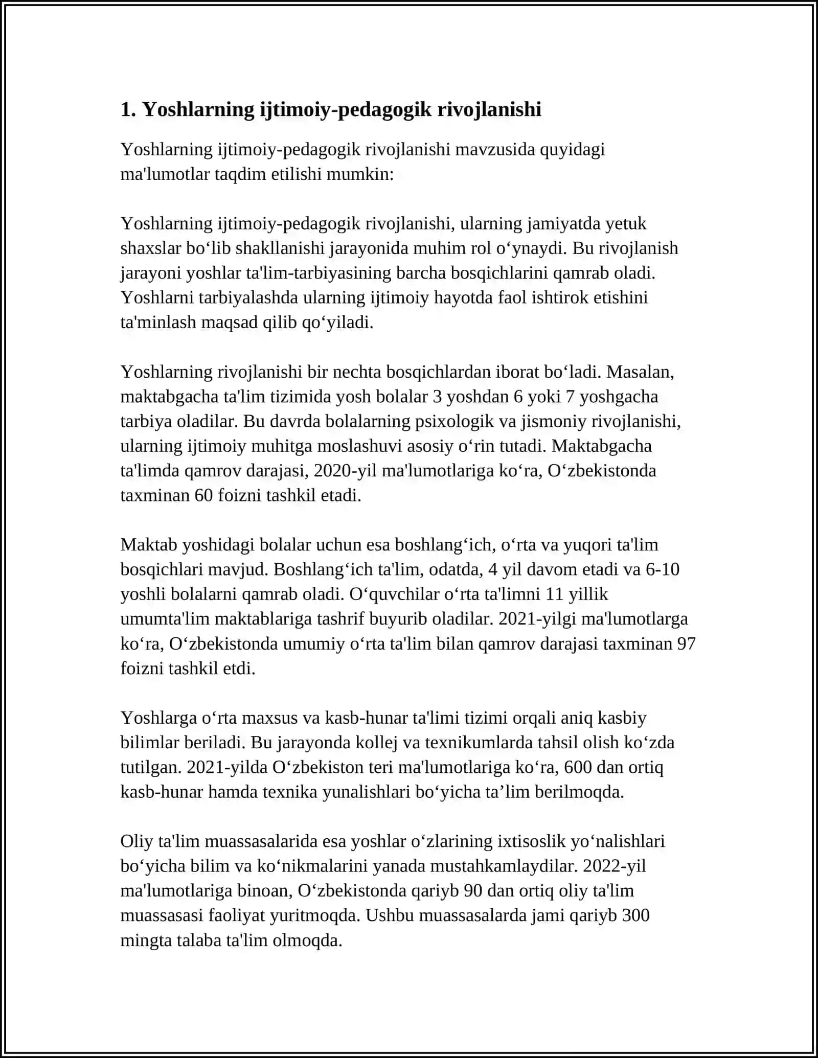 YOSHLARNI IJTIMOIY- PEDAGOGIK QOʻLLAB- QUVVATLASH TIZIMI 4