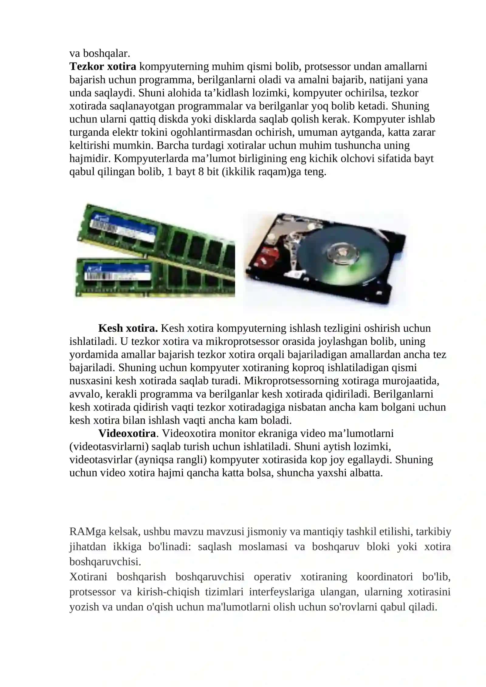 Kompyuter tizimi xotirasini tashkil qilish 4