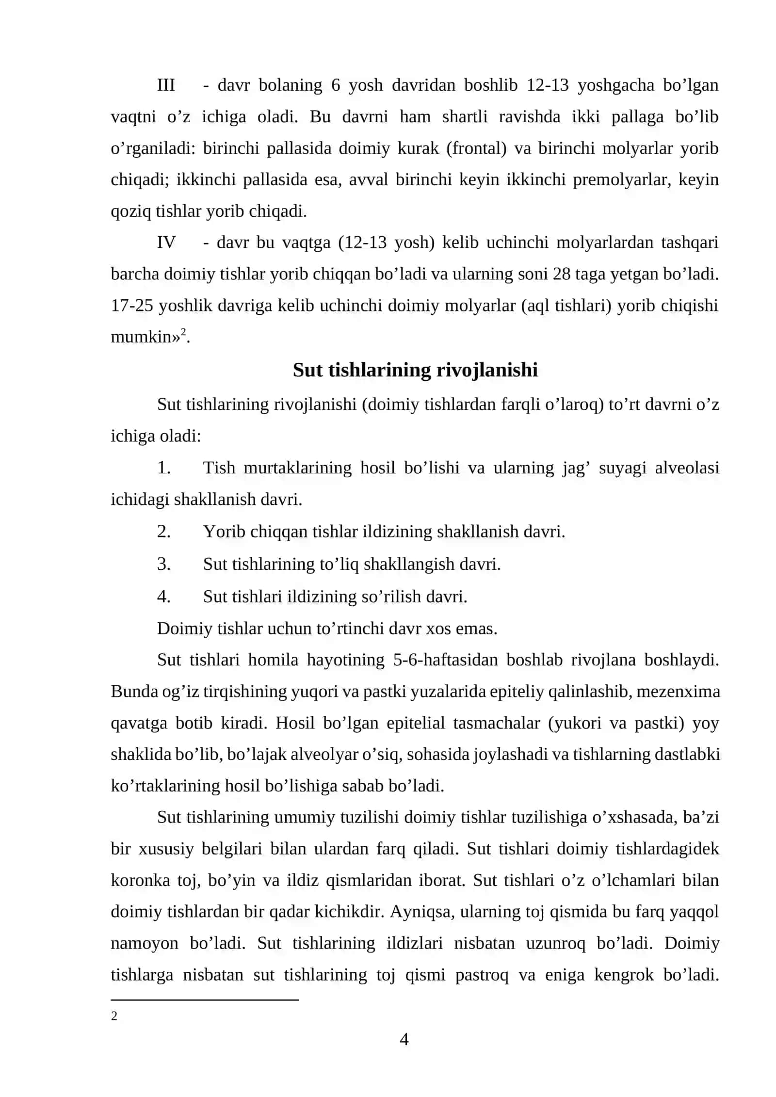 Tishlarning rivojlanishi 4