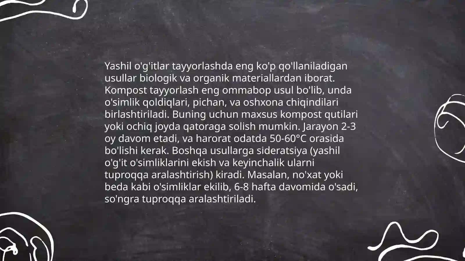 Yashil o'g'itlar. Kompostlar 4