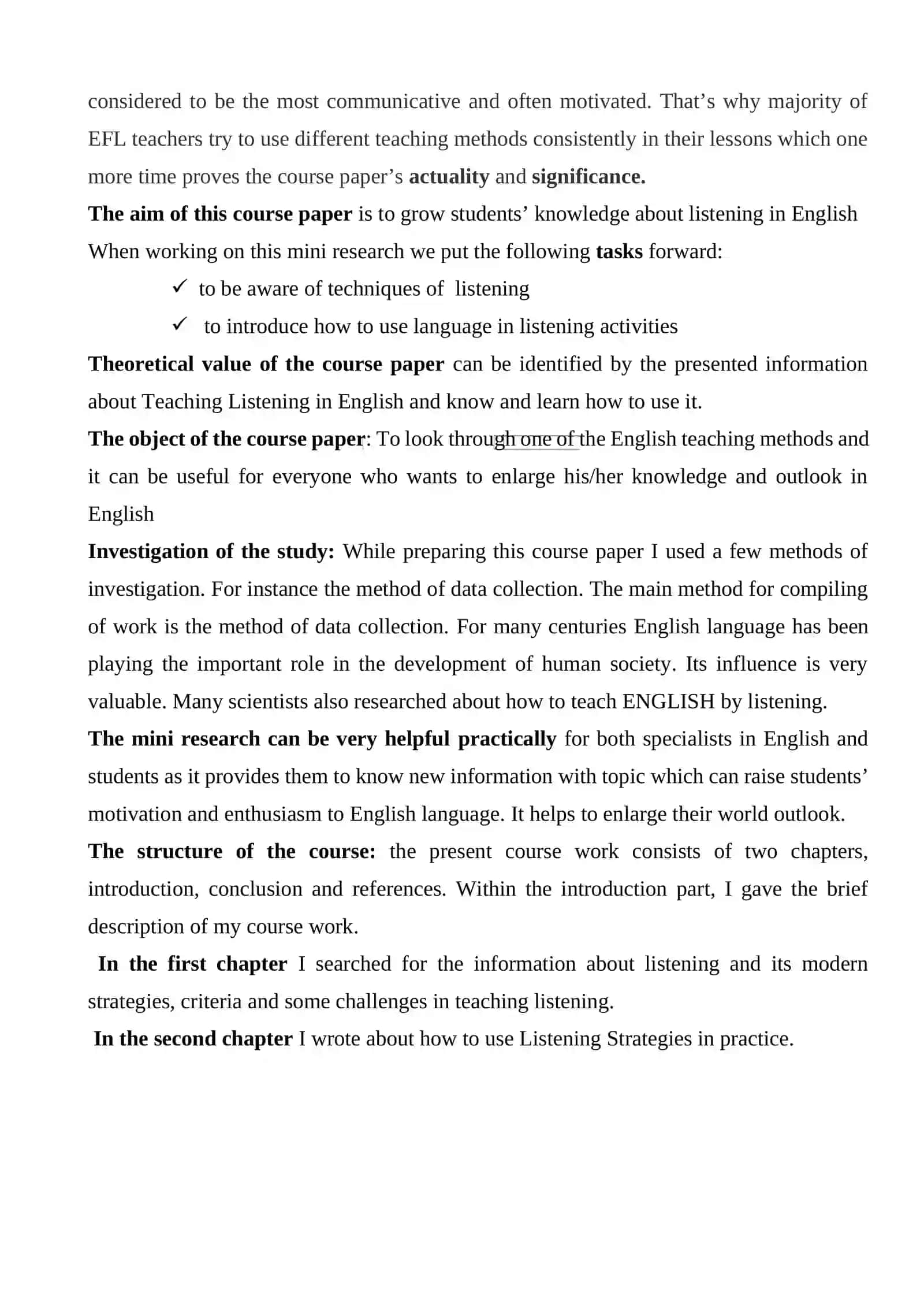 COURSE PAPER ON TECHNIQUES FOR TEACHING LISTENING IN FOREIGN LANGUAGE 4