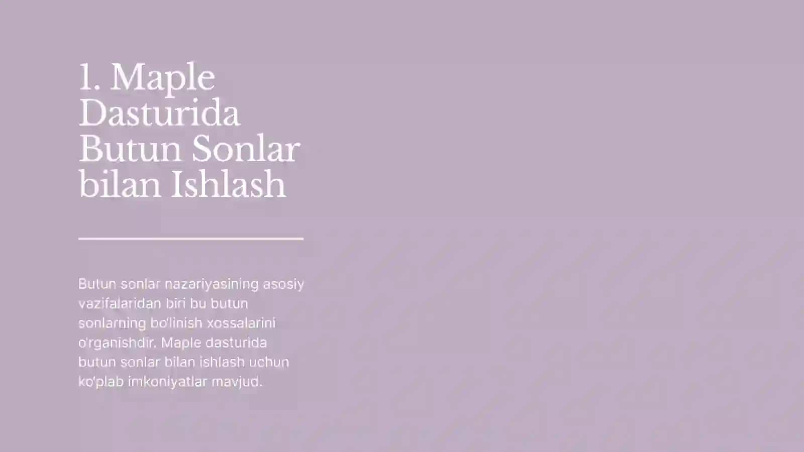 Maple Dasturida Sonlar Nazariyasi Masalalarini Yechish 4