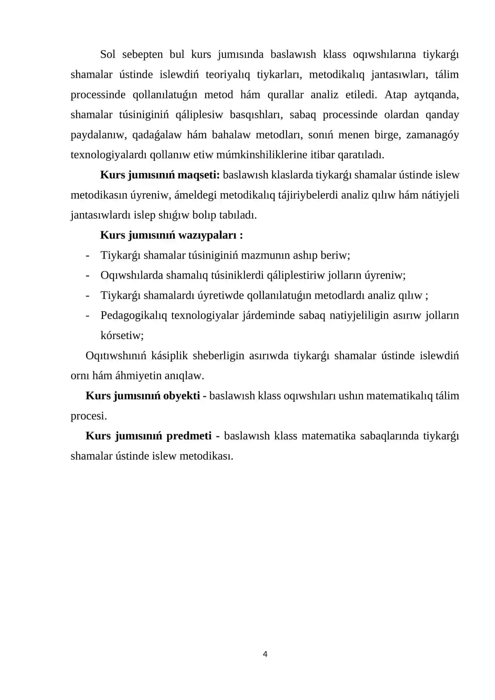 Matematika hám onı oqıtıw metodikası 4