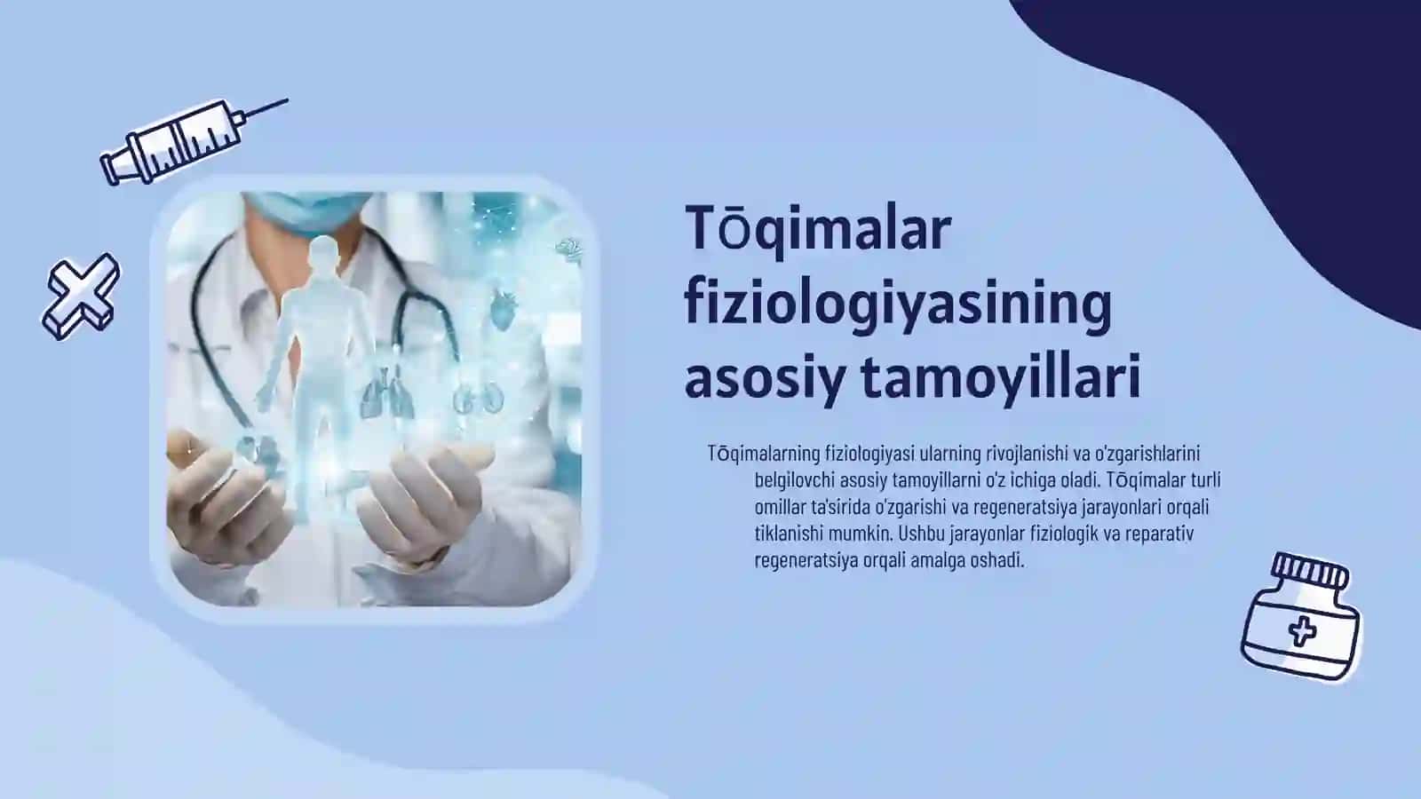 Tōqimalarning fiziologik va reparativ regeneratsiyasi. Tōqimalar ōzgaruvchanligi chegaralari 4