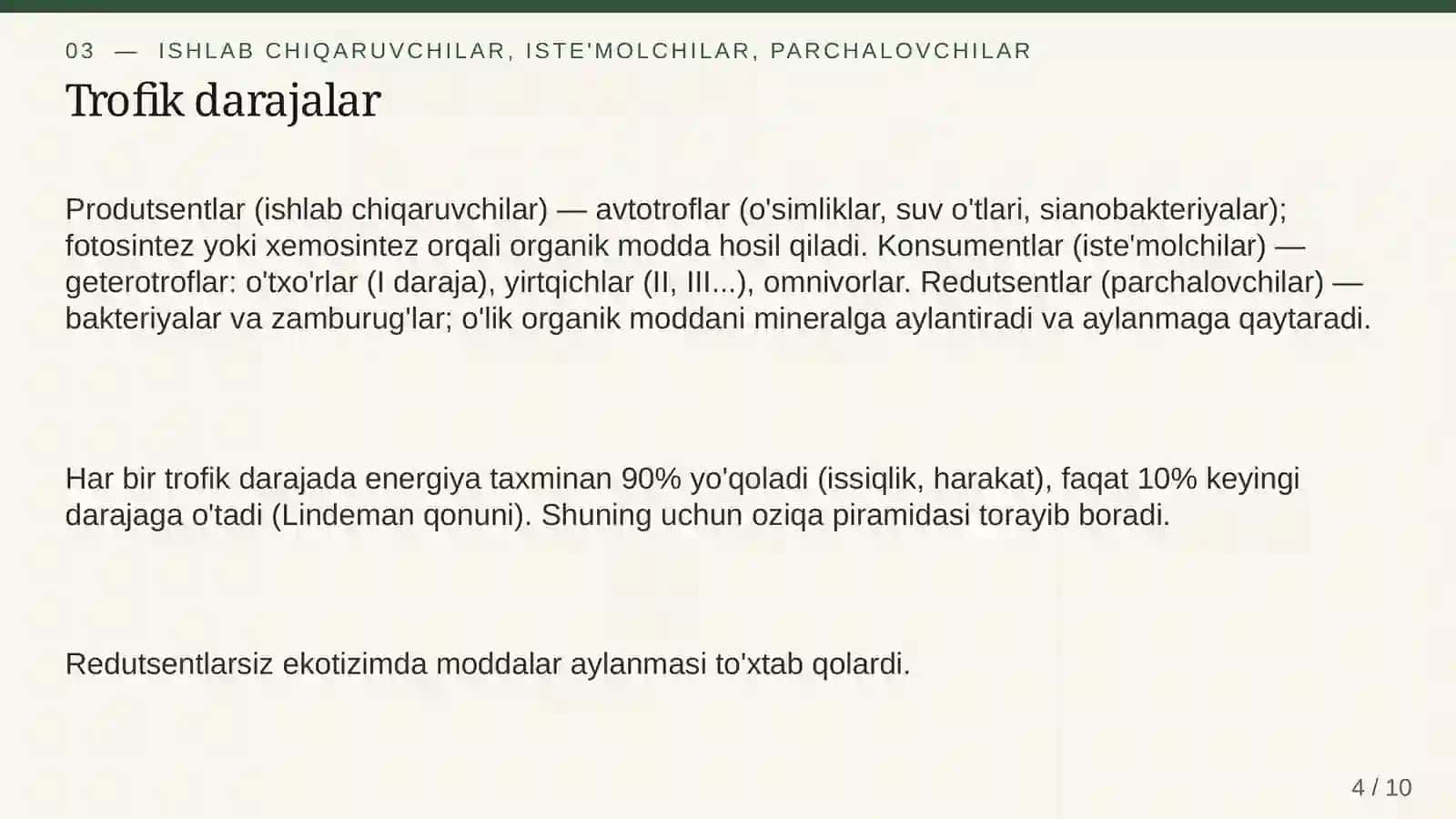 Ekologik tizimlar va oziqa zanjiri 4