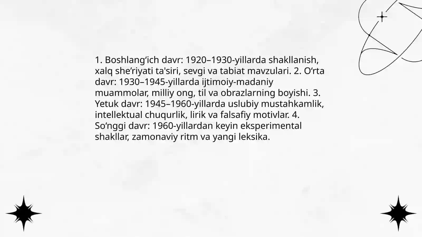 Uvaysiy hayoti va ijodining oʻrganilish tarixi, shoira mahorati 4