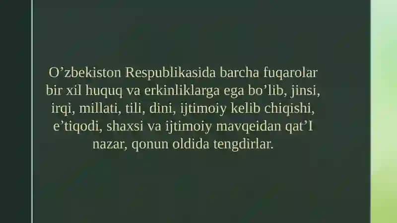 O’zbekistondai nson huquqlari va erkinliklari kafolatining yaratilishi 4