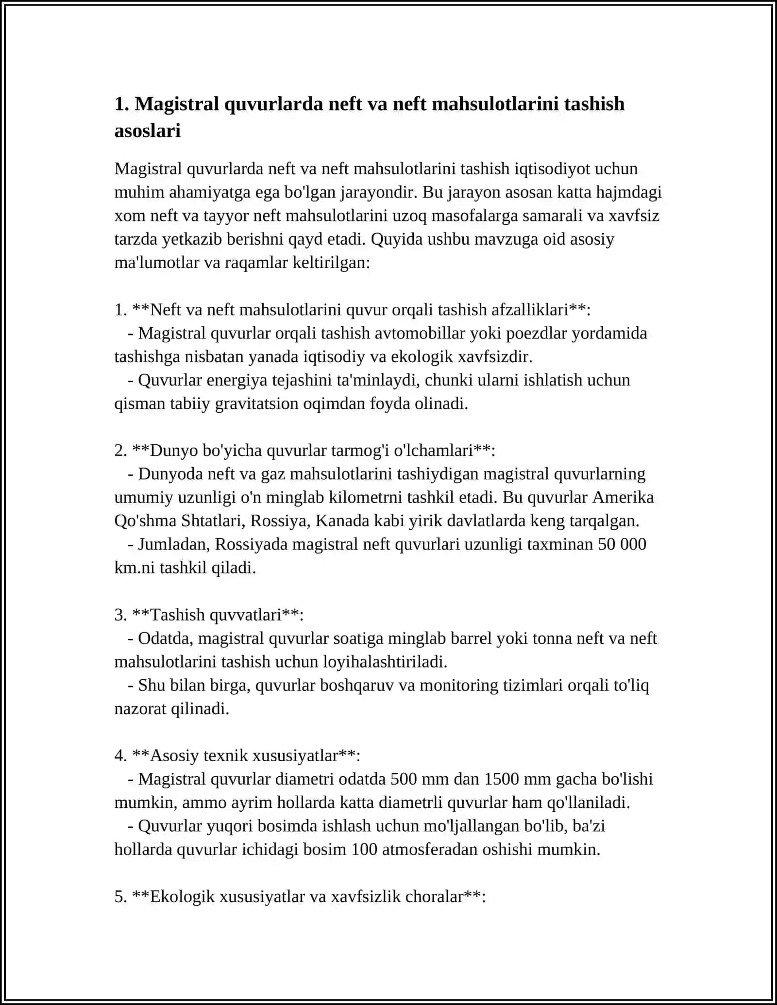 MAGISTRAL QUVURLARDA NEFT VA NEFT MAXSULOTLARI VA QOVUSHQOQ NEFTLARNI HAYDASH TEXNOLOGIYALARI 4
