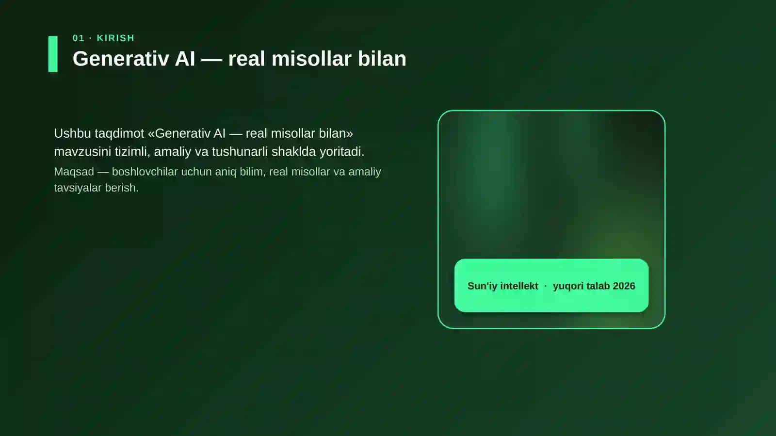 Generativ AI — real misollar bilan 4