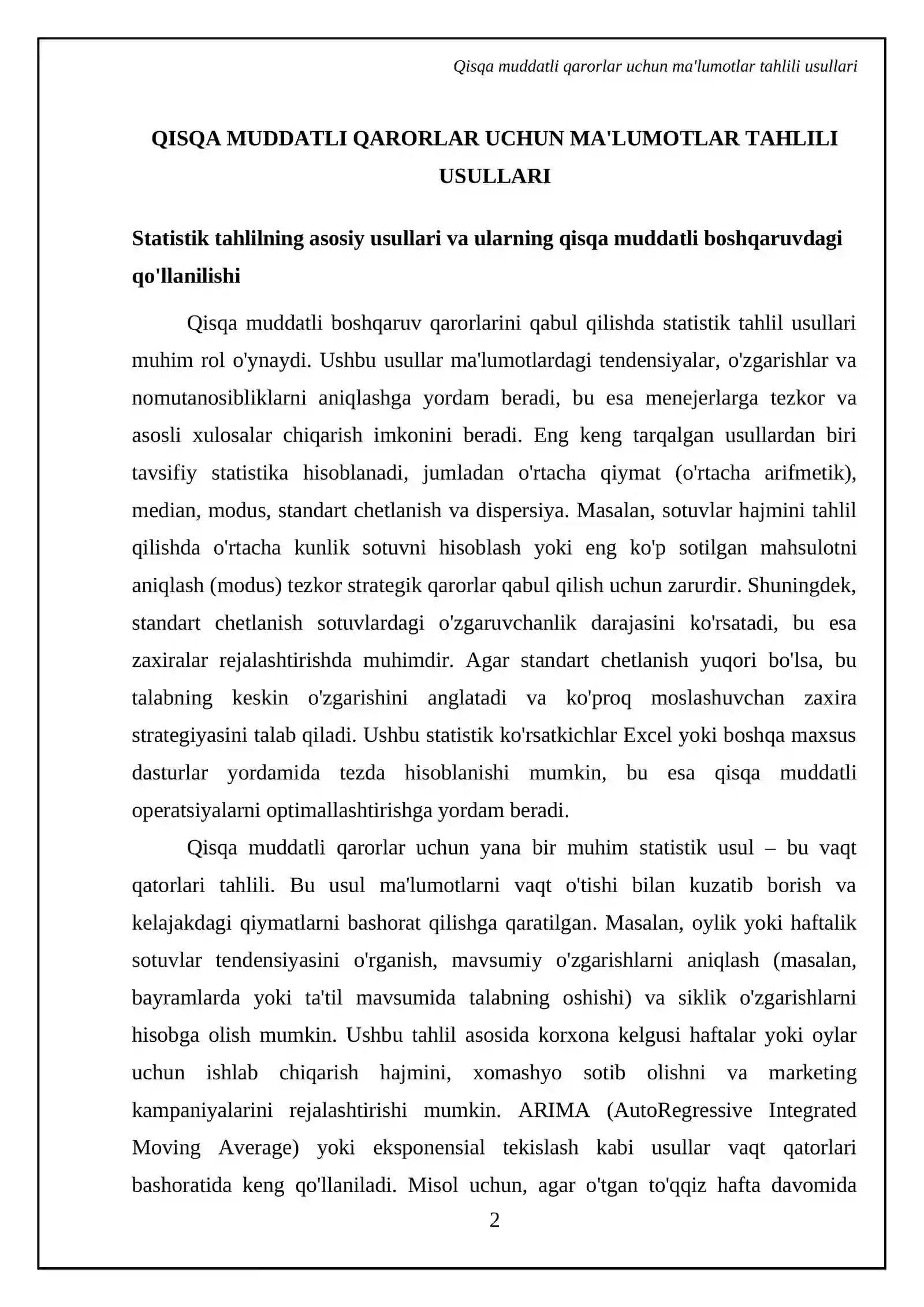 Qisqa muddatli boshqaruv qarorlarini qabul qilish 4