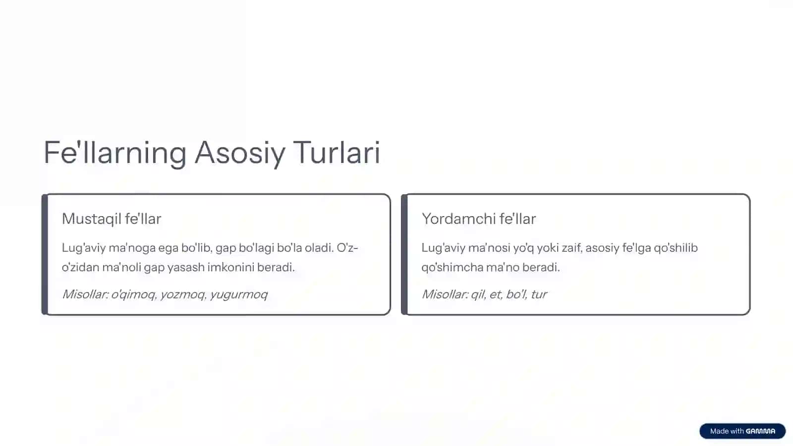 Fe'l So'z Turkumi: Harakat va Holat Tili 4