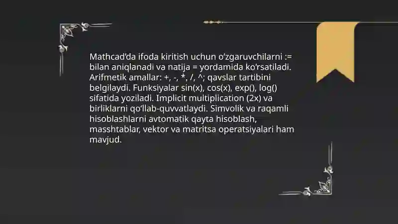 Mathcad dasturida ishlash 4