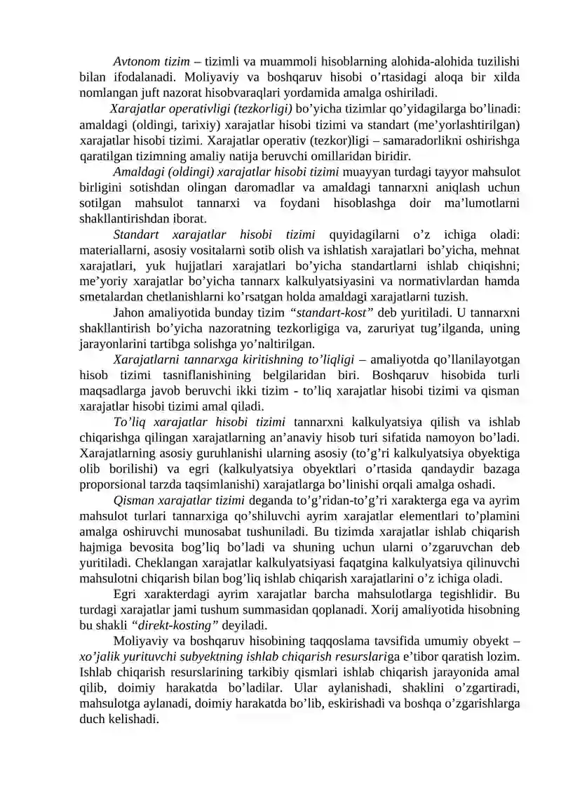 Boshqaruv hisobini tashkil etish tizimlari 4