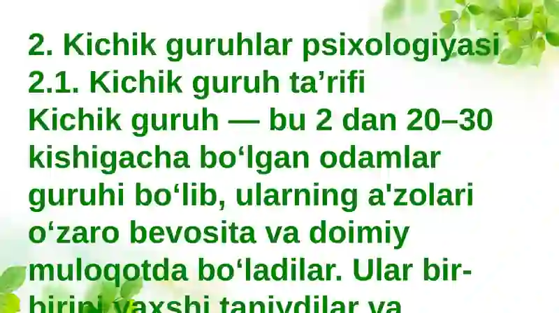 Kichik va katta guruhlar psixologiyasi 4