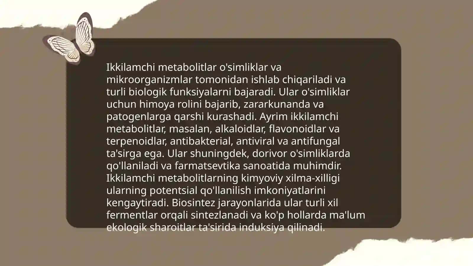 Dorivor o'simliklar ekstraktlaridan foydalangan holda qog'oz xromatografiyasi yordamida ikkilamchi metobalitlarni ajratish 4