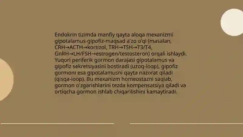 Manfiy qayta aloqa biologiya fanidan 4