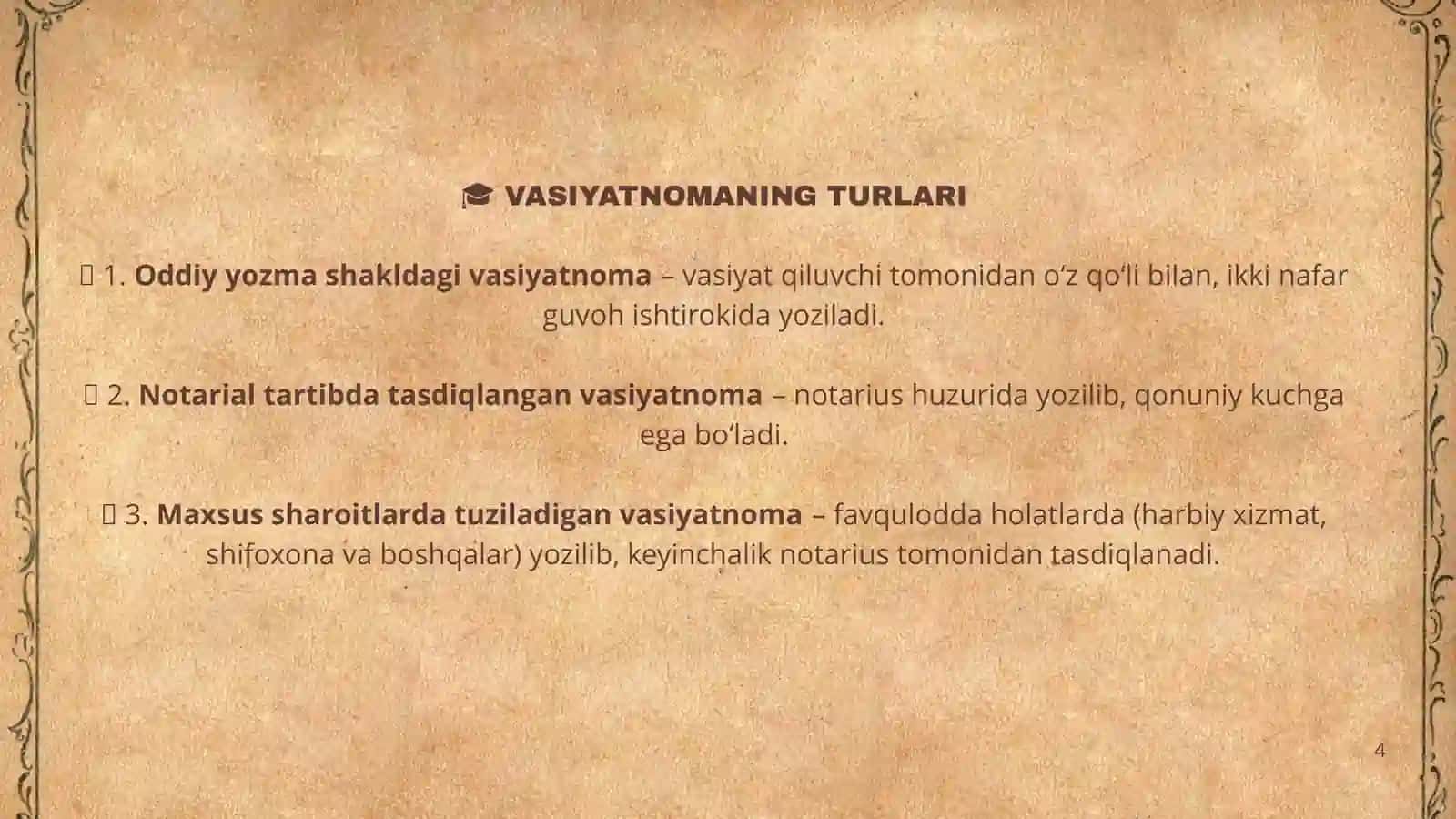 Vasiyatnoma 4