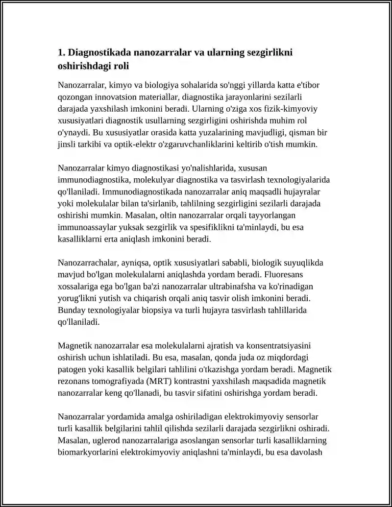BUGUNGI KUN TIBBIYOTINING TURLI SOXALARIDA NANOTEXNOLOGIYALARDAN FOYDALANISHNING ASOSIY SABABLARI HAMDA UNING NATIJALARI 4