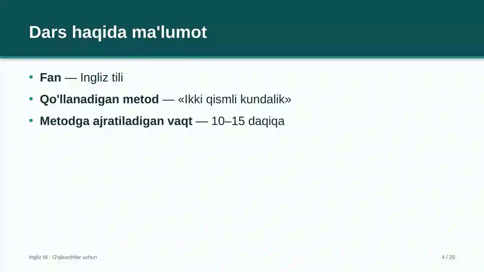 ingliz tili darslarida ikki qismli kundalik metodidan foydalanish 6698 4