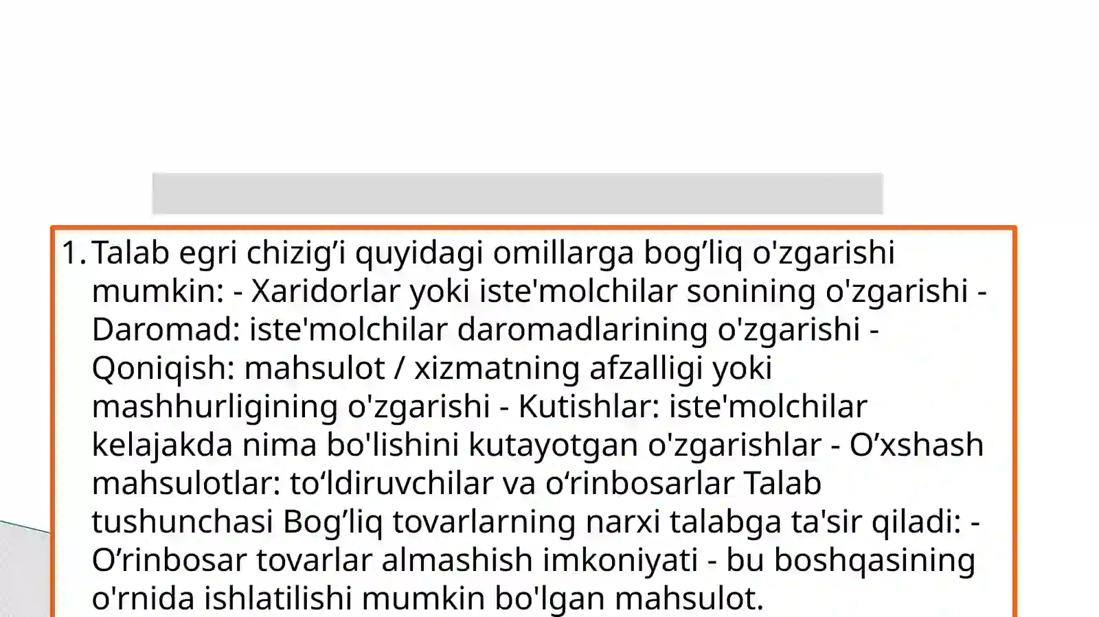 Talab va taklif nazariyasi. Bozor muvozanati 4