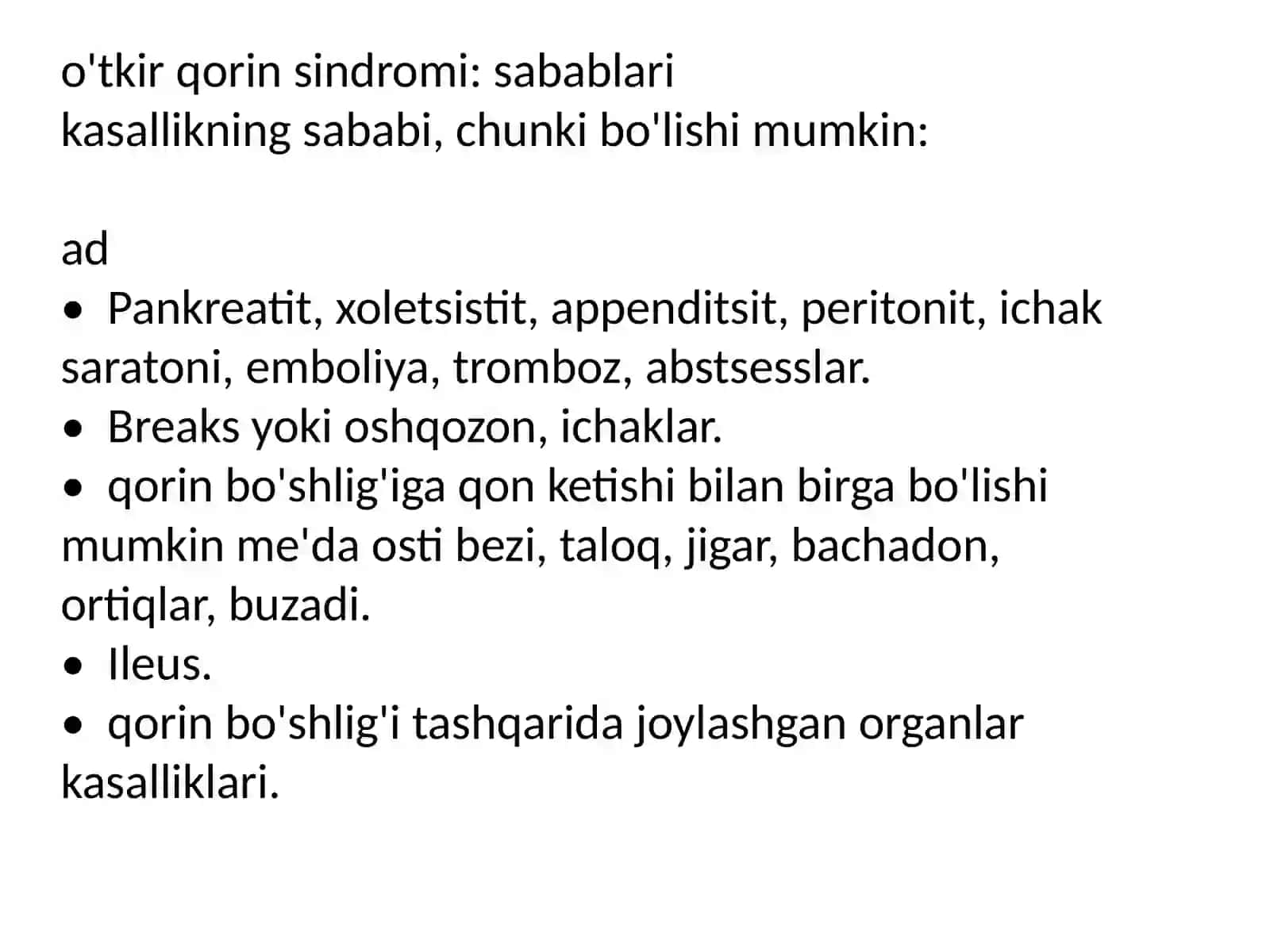 O'tkir qorin sindromi: belgilari, sabablari va davolash 4