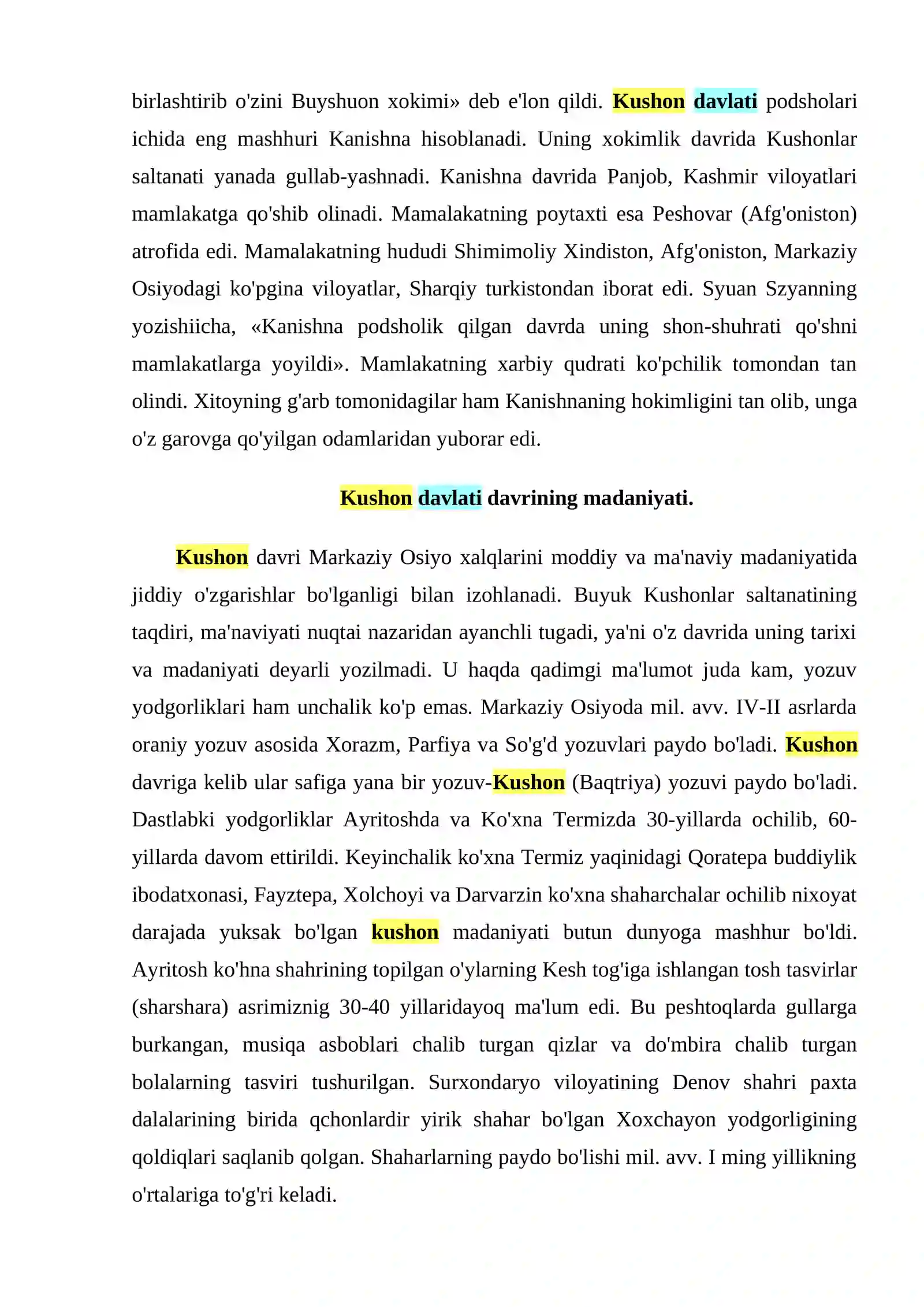 KUSHON DAVLATI YODGORLIKLARI VA UNI O'RGANISH 4