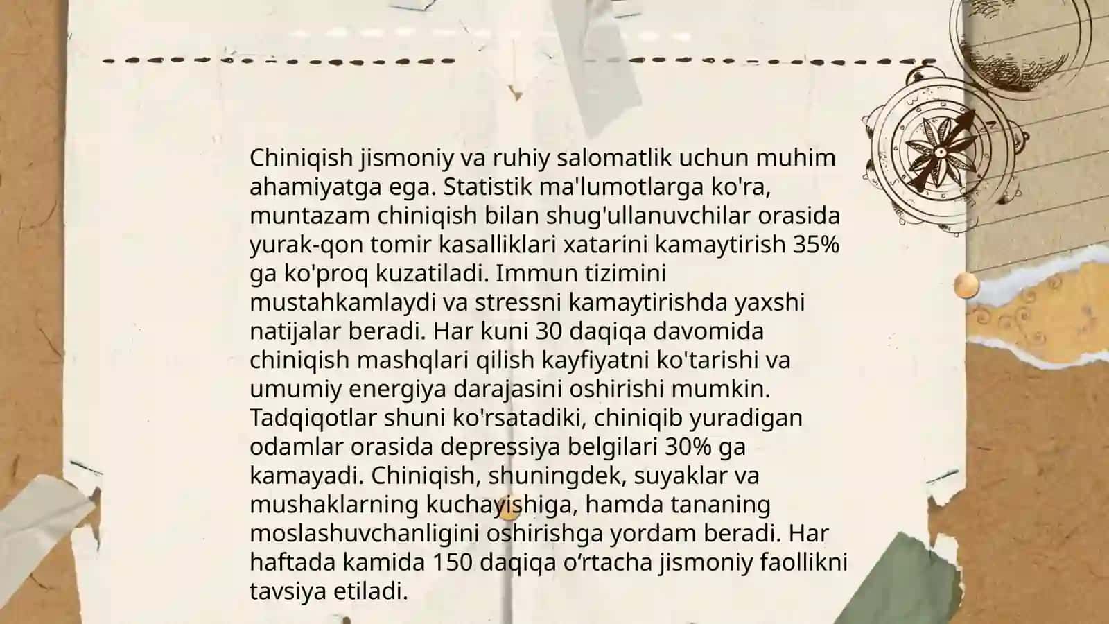 Organizmning chiniqishi. Yuqumsiz va yuqumli kasalliklar. Vitaminlar 4