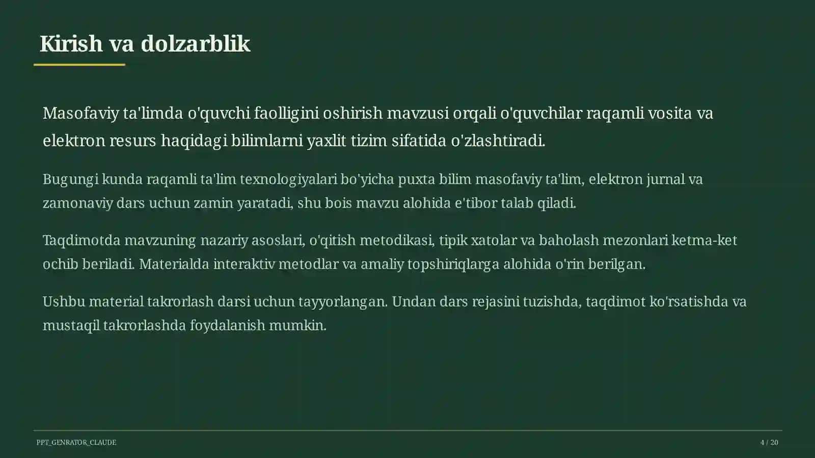 takrorlash darsi 4