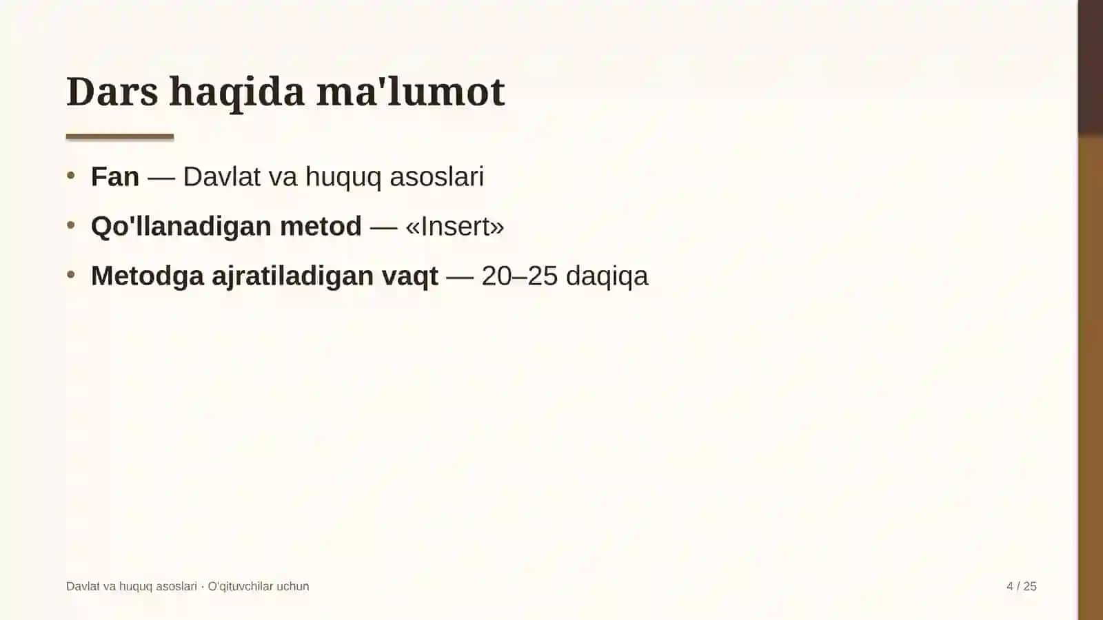 davlat va huquq asoslari darslarida insert metodidan foydalanish 8988 4