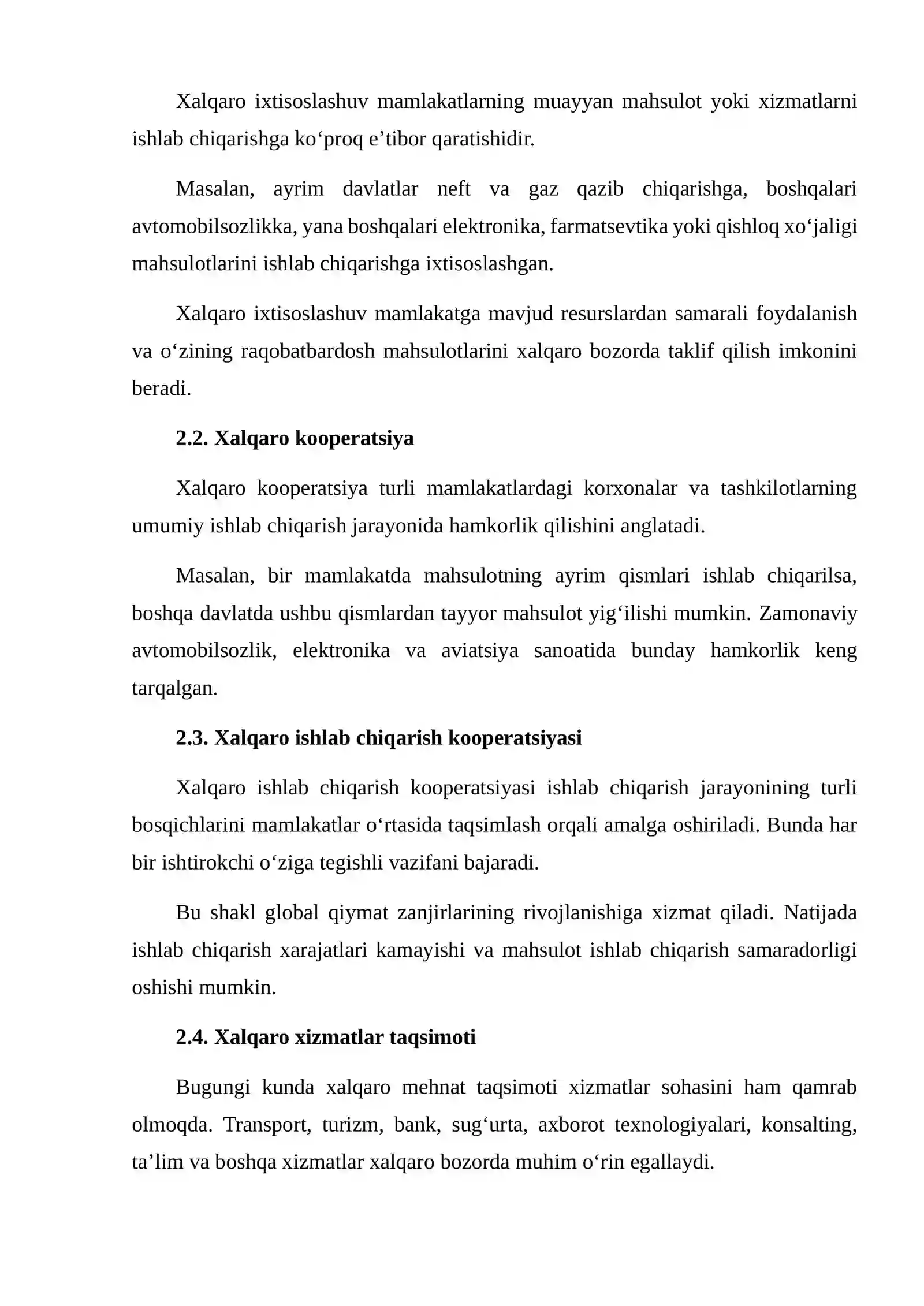 XALQARO MEHNAT TAQSIMOTI VA UNING AFZALLIKLARI 4