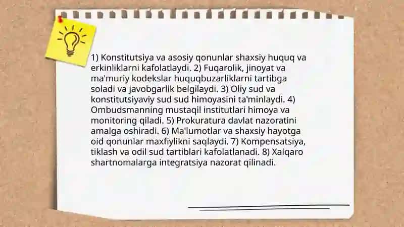 Oʻzbekiston Respublikasida Shaxsiy Huquq va Erkinliklarining Kafolotlanishi 4
