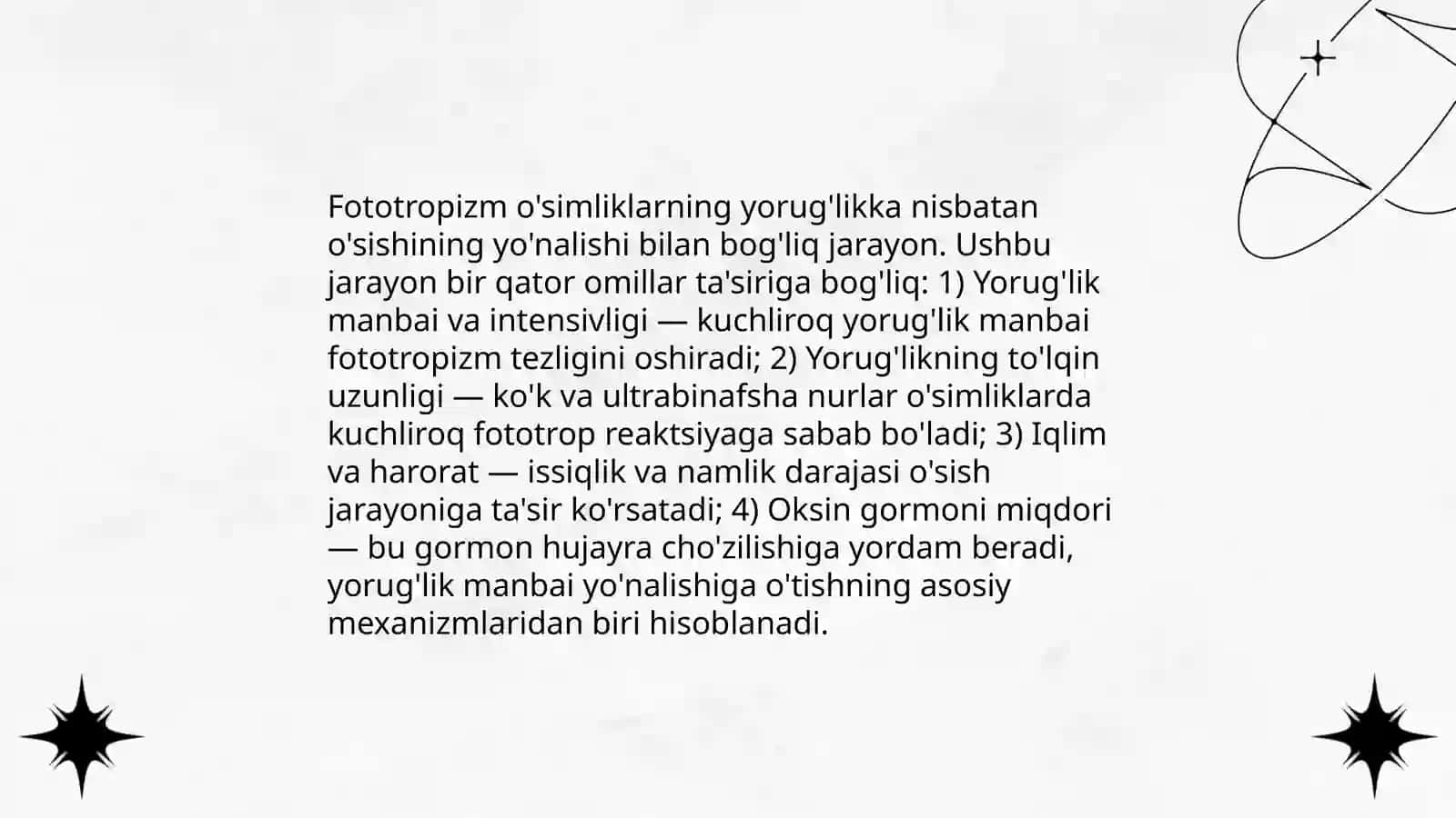 Oʻsimliklarda fototropizm, fotonastiya, geotrooizm hodisalarini kuzatish 4