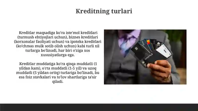 Kreditning mohiyati,shakllari va turlari 4