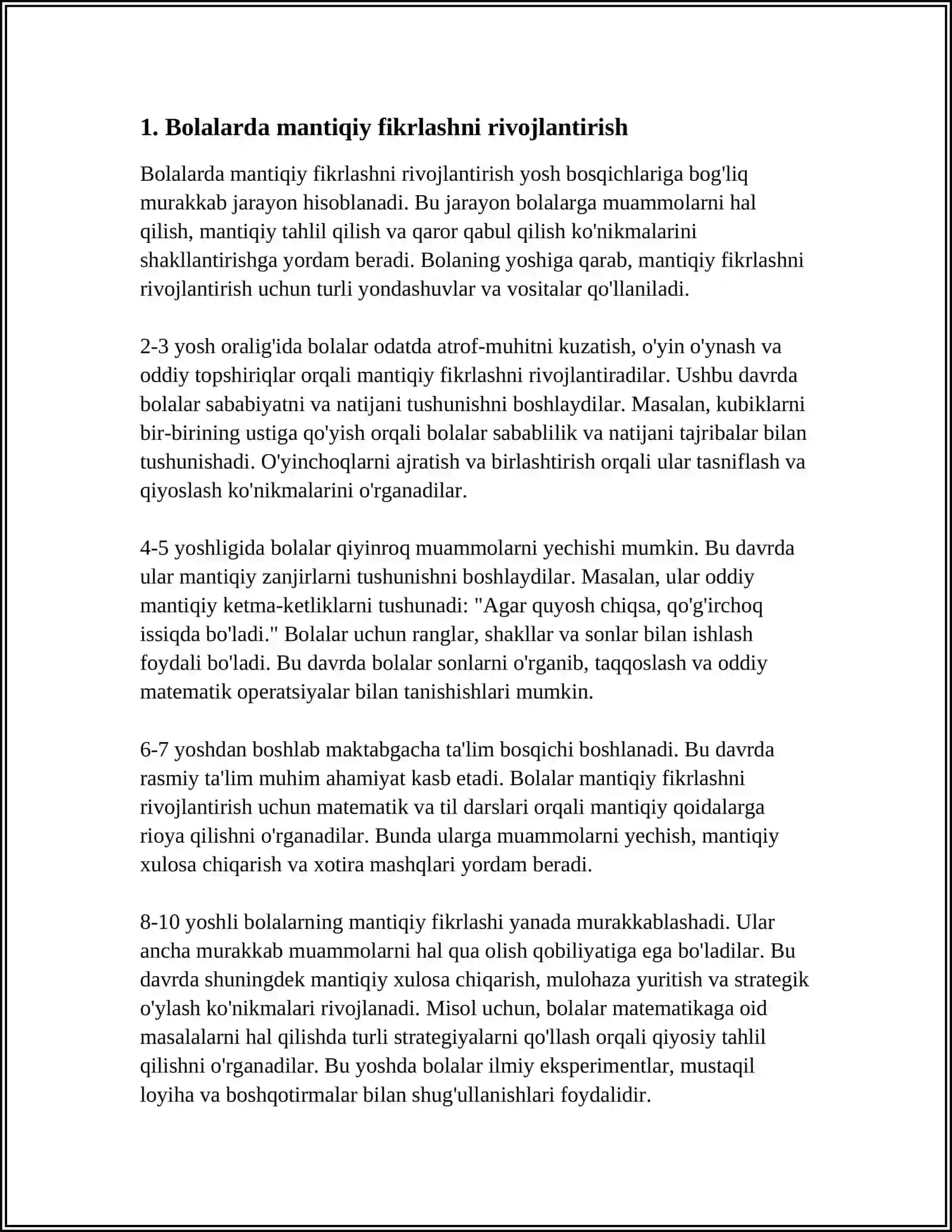 ILK VA MAKTABGACHA YOSHDAGI BOLALARGA AQLIY TARBIYA BERISH MAZMUNI 4