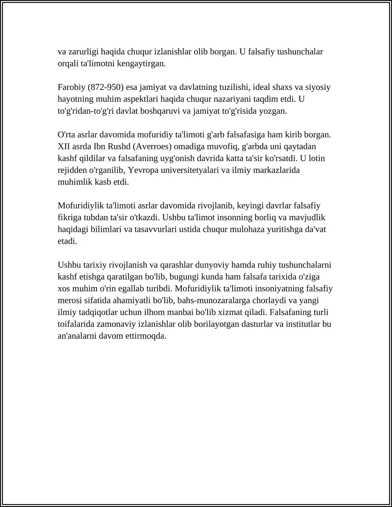 MOFURUDIYLIK VA ASHARIYLIK MAKTABLARI. KALOM FALSAFASI 4