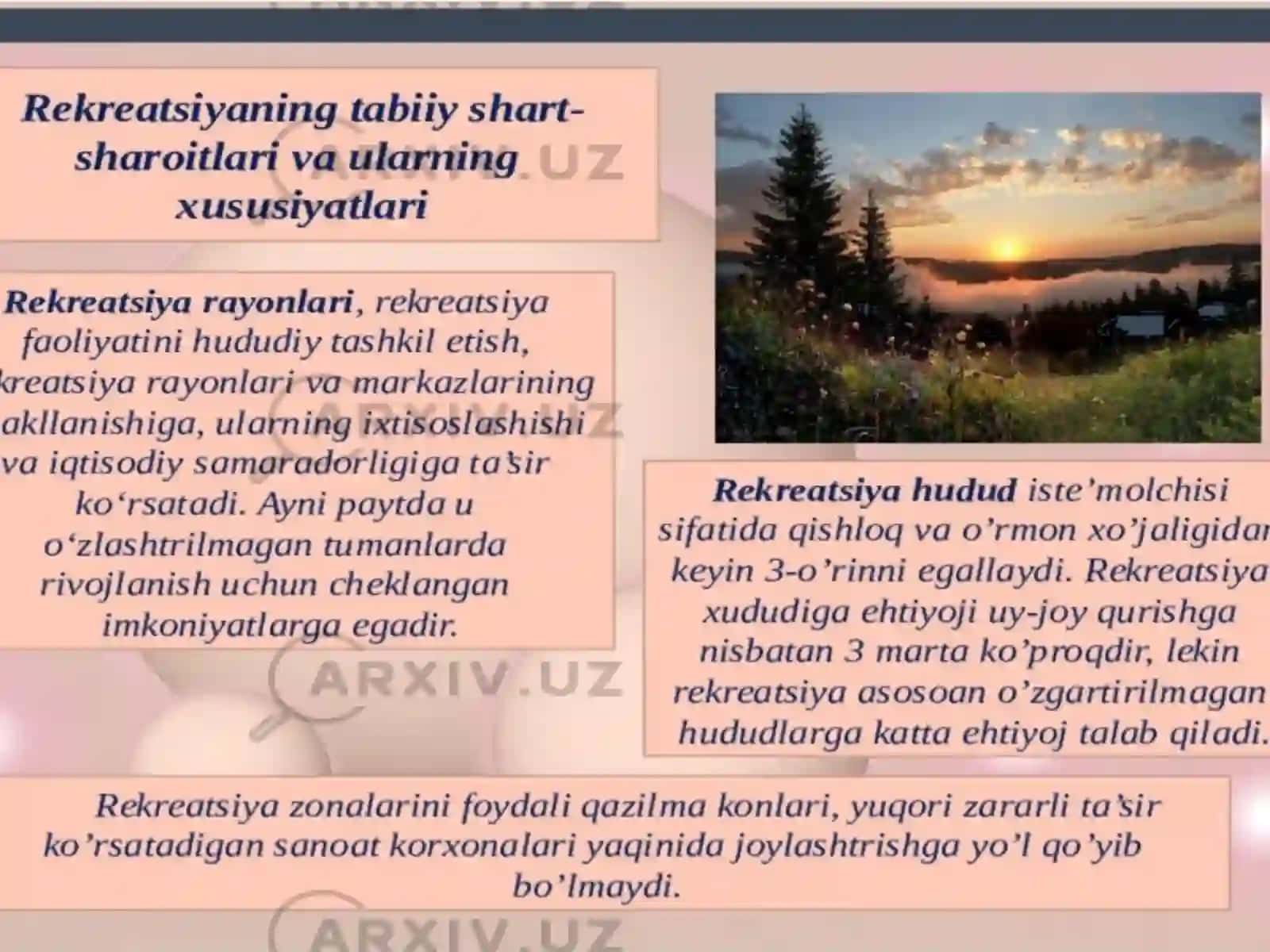 Rekreatsiya Resurslari Va Ularidan Foydalanish 4