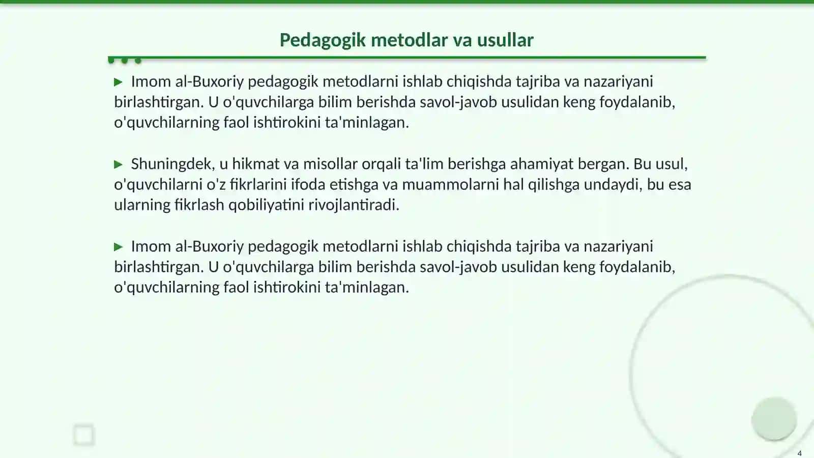 Imom al-Buxoriyning Pedagogika qarashlari 4