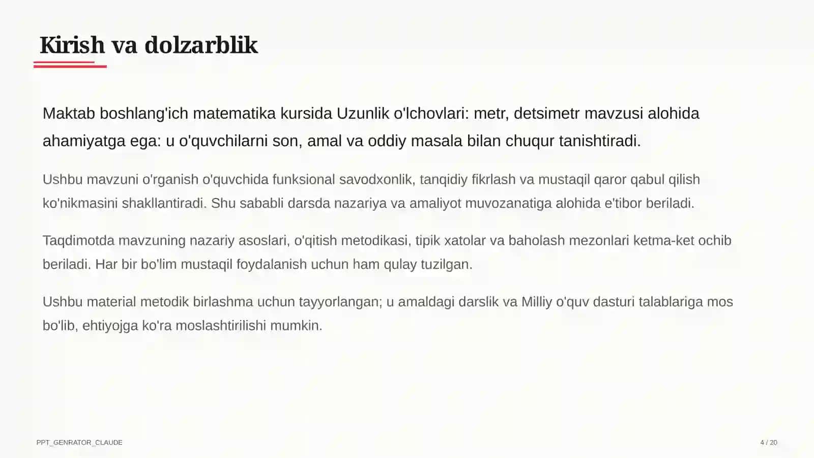 Matematika Dars Rejasi 4