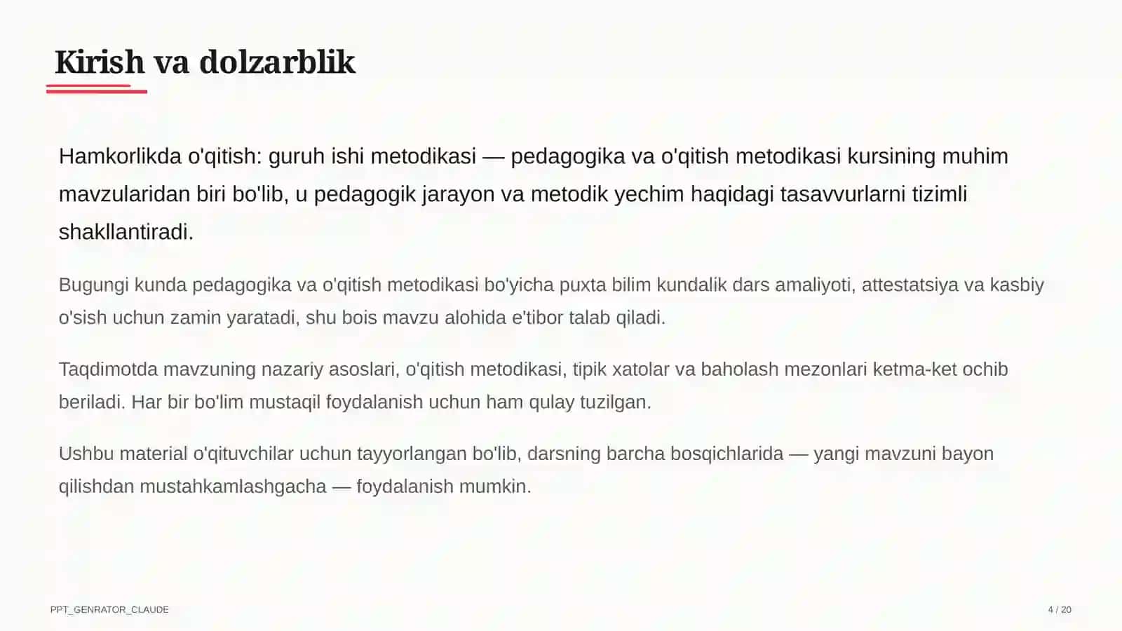 Hamkorlikda o'qitish: guruh ishi metodikasi 4