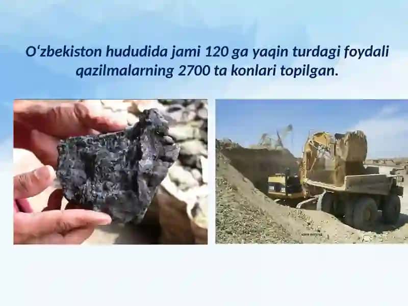 O‘zbekistonning foydali qazilmalari haqida maʼlumotlar tayyorlash va xaritada belgilash 4